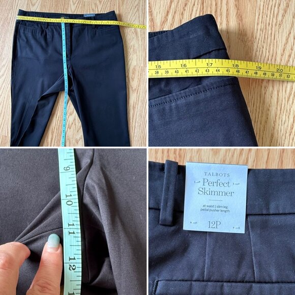 Talbots Perfect Skimmer Pedal Pusher Crop Pants Petite Size 12P Black Casual - Picture 8 of 11